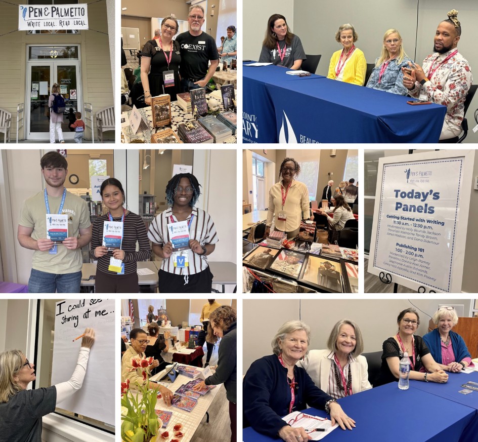 Collage of photos taken at the Pen and Palmetto Local Author event on Saturday, March 28, 2026.