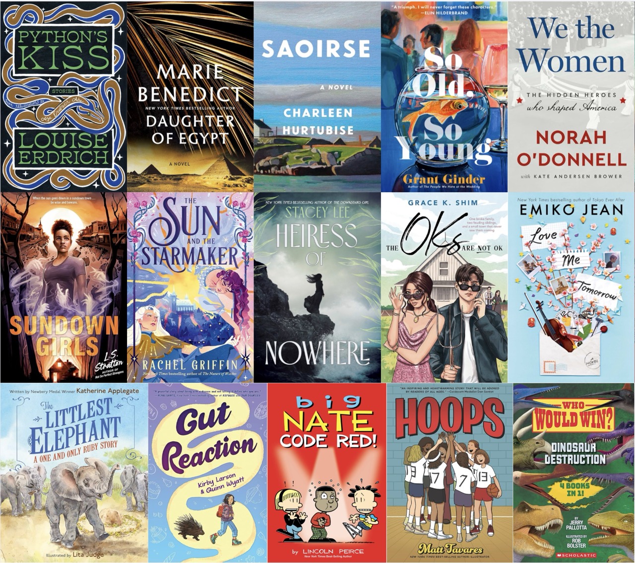 Collage of new book covers.